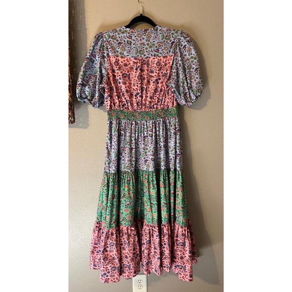 Boden Maxi Dress 10 R Cotton Colorful Smocked Pockets Short Sleeve Washable NEW - Picture 11 of 13